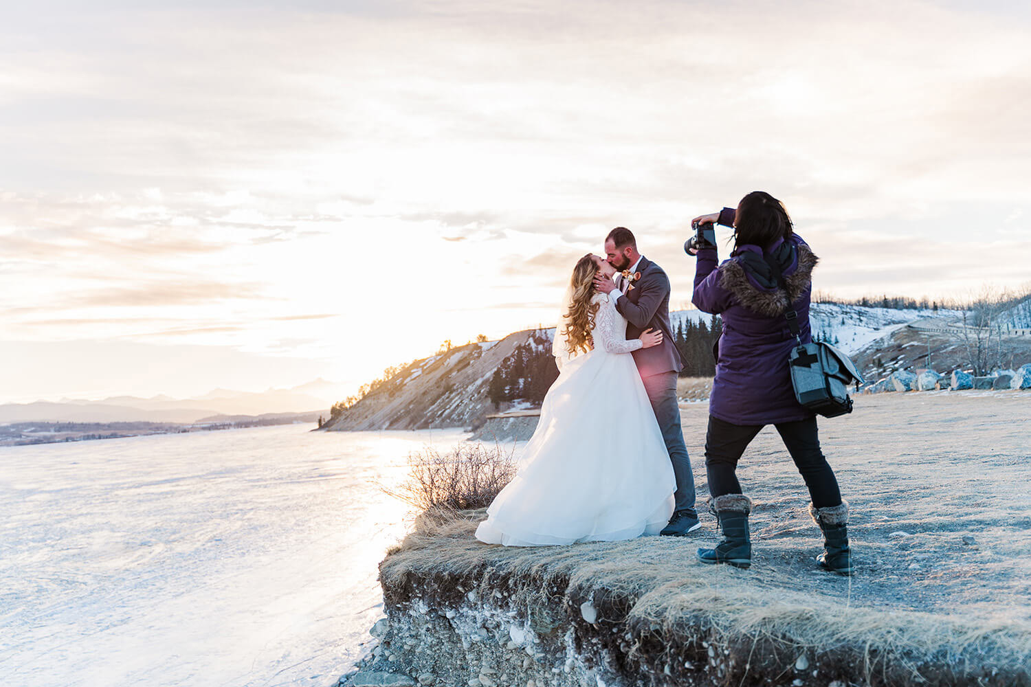 sunset at Ghost Lake Calgary Airdrie Cochrane Wedding Photographer