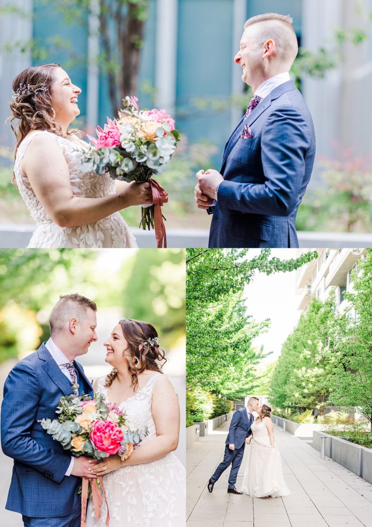 First look between bride and groom